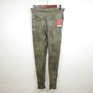 SPANX Women's L - Green faux leather leggings Shapewear Pants Activewear